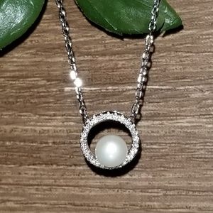 Sterling silver CZ pearl Necklace